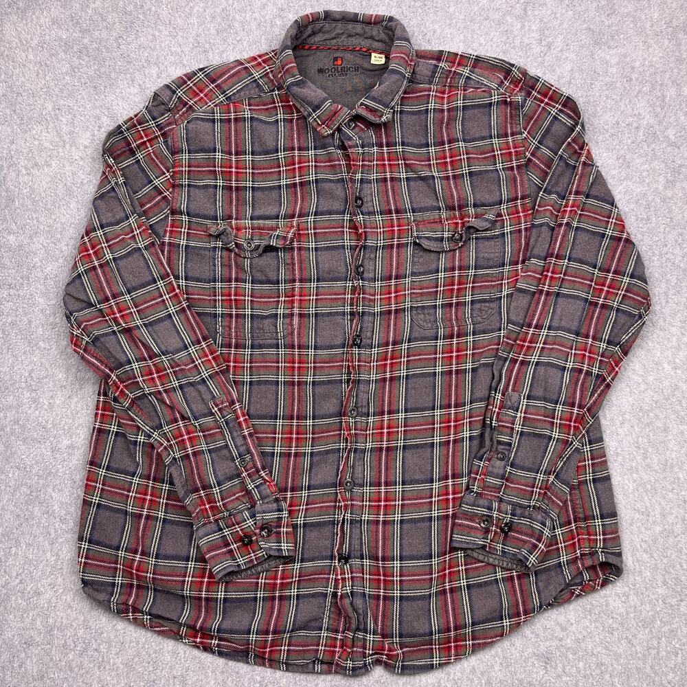 woolrich button-up shirt red plaid long sleeve mens xl